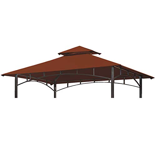 Eurmax 5FT x 8FT Double Tiered Replacement Canopy Grill BBQ Gazebo Roof Top Gazebo Replacement Canopy Roof(Rust Red)