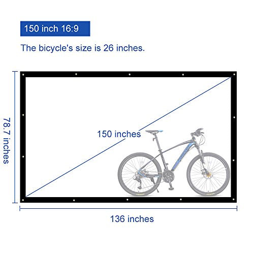 Projector Screen 150 Inch 16:9 Portable Outdoor Foldable Movie Screen