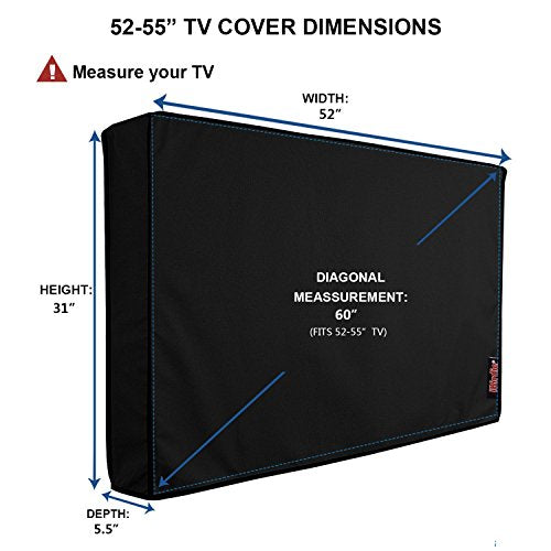 Outdoor TV Covers 52'' - 55'' by iBirdie- with Inside Bottom Cover and Scratch Resistant Liner - Weatherproof &Dust-proof -300 Denier Polyester Material-Compatible with Wall Mounts and Stands