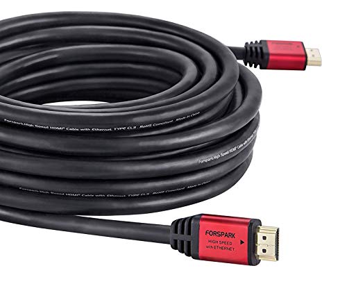 FORSPARK 4K HDMI Cable 30 Feet HDMI 2.0 - High Speed 18Gbps - Gold Plated Connectors - Compatible Ultra HD bluray Xbox PS4 ARC Ethernet Audio Return - HDCP 2.2-26AWG
