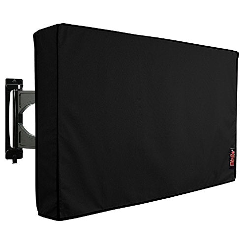 Outdoor TV Cover 52'' - 55'' - WITH BOTTOM COVER - Black Weatherproof and Dust-proof Cloth, Compatible with Standard Mounts and Stands. Protect Your TV Now