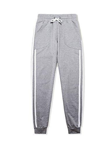 PULI Women's Sports Gym Running Athletic Workout Leggings Jogger Sweatpants with Pockets(Grey,S)