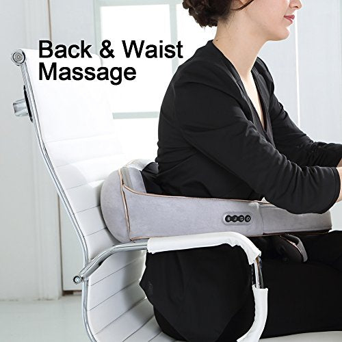 SKG Shiatsu Neck & Back Massager with Heat (Grey, Copper Motor, AC Adapter Included) - Neck and Shoulder Massager Kneading Massager - Massage Pillow Shiatsu Massager - Waist Massager Foot Massager