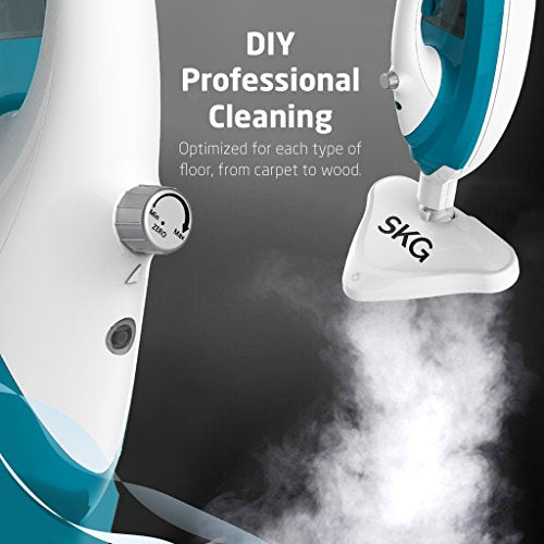 SKG 1500W Powerful Non-Chemical 212F Hot Steam Mops & Carpet and Floor Cleaning Machines (6-in-1 Accessories & 3 Microfiber Pads Included) - Steam Cleaners Machine