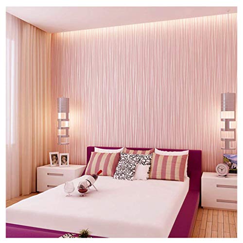 Blooming Wall:Non-Woven Classic Plain Stripe Moonlight Forest Wallpaper,20.8 In32.8 Ft=57 Sq ft Per Roll,Princess Pink