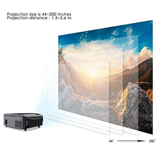 Projector, GooDee Video Projector 200" LCD Home Theater Projector Support 1080P HDMI VGA AV USB MicroSD for Home Entertainment, Party and Games