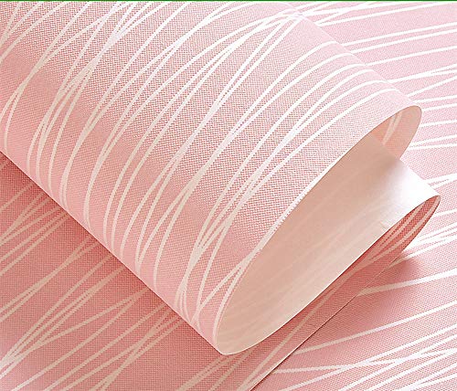Blooming Wall:Non-Woven Classic Plain Stripe Moonlight Forest Wallpaper,20.8 In32.8 Ft=57 Sq ft Per Roll,Princess Pink