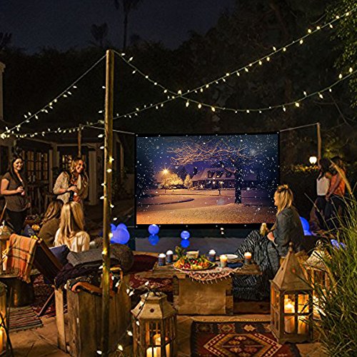 Projector Screen 300 Inch 16:9, Outdoor Portable Movie Screen Support Front and Rear Projection