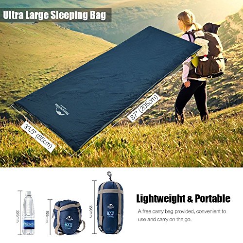 Naturehike Sleeping Bag – Envelope Lightweight Portable, Waterproof, Comfort with Compression Sack - Great for 3 Season Traveling, Camping, Hiking, Outdoor Activities (Orange)