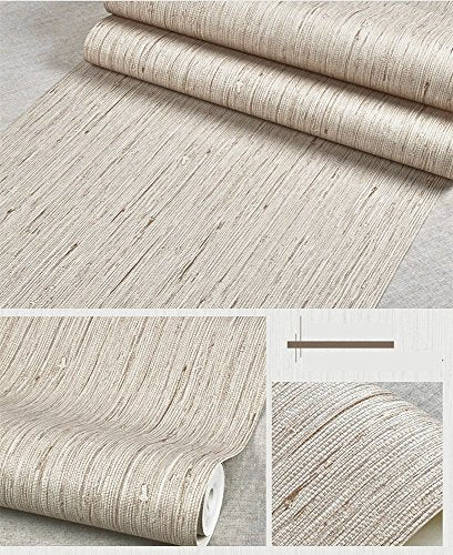 Blooming Wall: Faux Grasscloth Pattern Wallpaper Roll for Livingroom Bedroom, 20.8 In32.8 Ft=57 Sq.ft,Linen&Rice